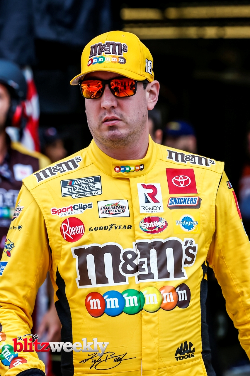 AUSTIN, TX - MAY 23: NASCAR Cup Series driver Kyle Busch (18) gets ready for qualifying for the Inaugural EchoPark Automotive Texas Grand Prix on May 23, 2021 at the Circuit of The Americas in Austin, Texas. (Photo by Matthew Pearce/Icon Sportswire)