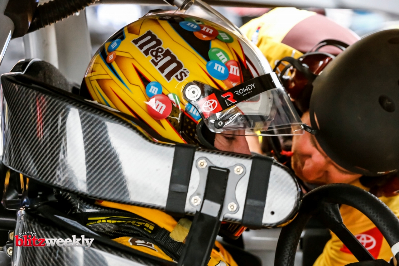 AUSTIN, TX - MAY 23: NASCAR Cup Series driver Kyle Busch (18) gets ready for qualifying for the Inaugural EchoPark Automotive Texas Grand Prix on May 23, 2021 at the Circuit of The Americas in Austin, Texas. (Photo by Matthew Pearce/Icon Sportswire)