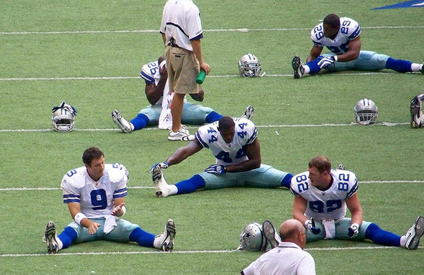 The Dallas Cowboys stretching prior to last night's preseason game with the Minnesota Vikings. Photo Courtesy: Brandi Korte
