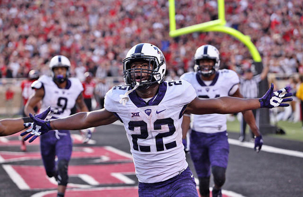 Aaron Green saved the day and perhaps the season for TCU with his game winning reception at Texas Tech. Photo Courtesy: Dominic Ceraldi