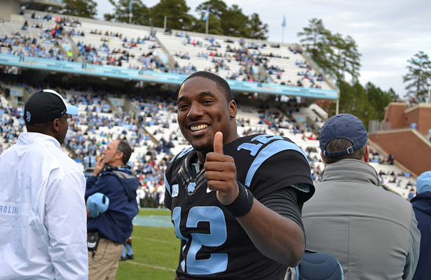 If North Carolina pulls off the upset over Clemson on Saturday, Marquise Williams and the Tar Heels will be all thumbs up. Photo Courtesy: Elliott Rubin