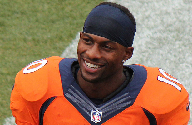 Broncos WR Emmanuel Sanders has 49 receptions for 614 yards and three TDs this season. Photo Courtesy: Jeffrey Beall